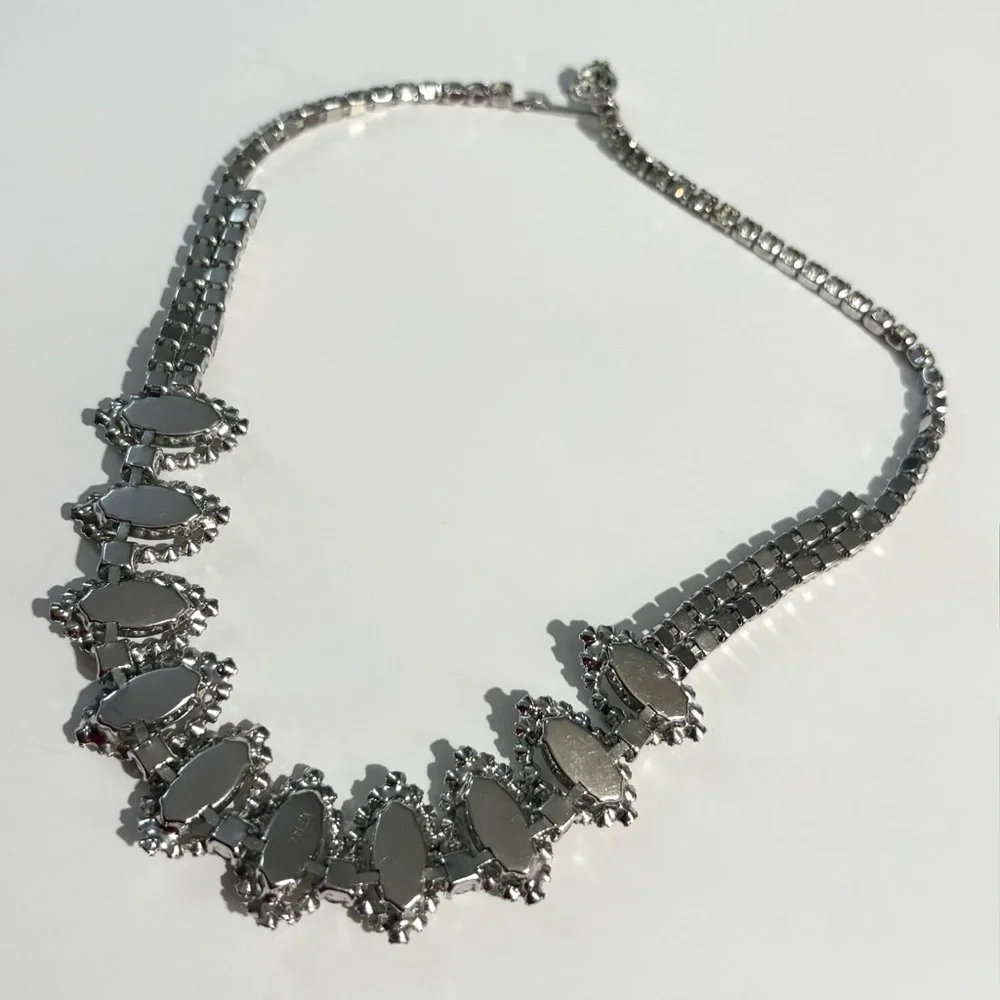 Weiss Vintage Signed White Rhinestone Choker Necklace
